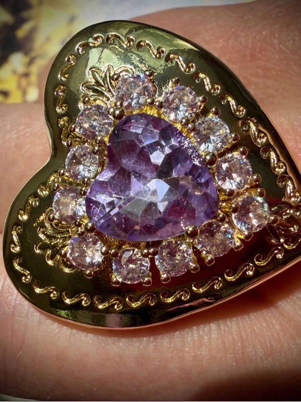 NWT Feed Me Gems Lavender Purple Polly Locker Ring with Crystal Accent